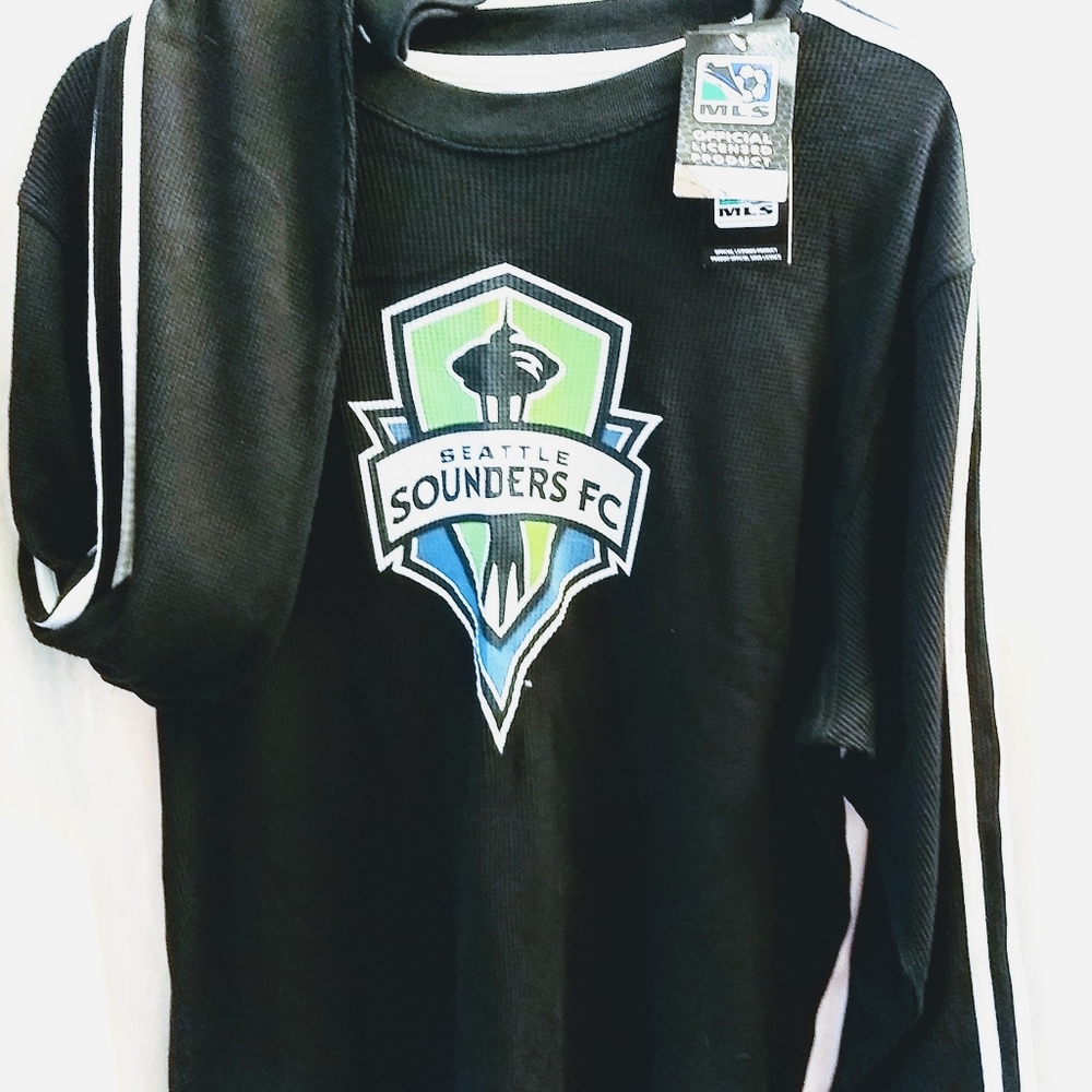 NWT Adidas MLS Soccer shirt Thermal  Seattle Sounders Men M L XL 2XL Black